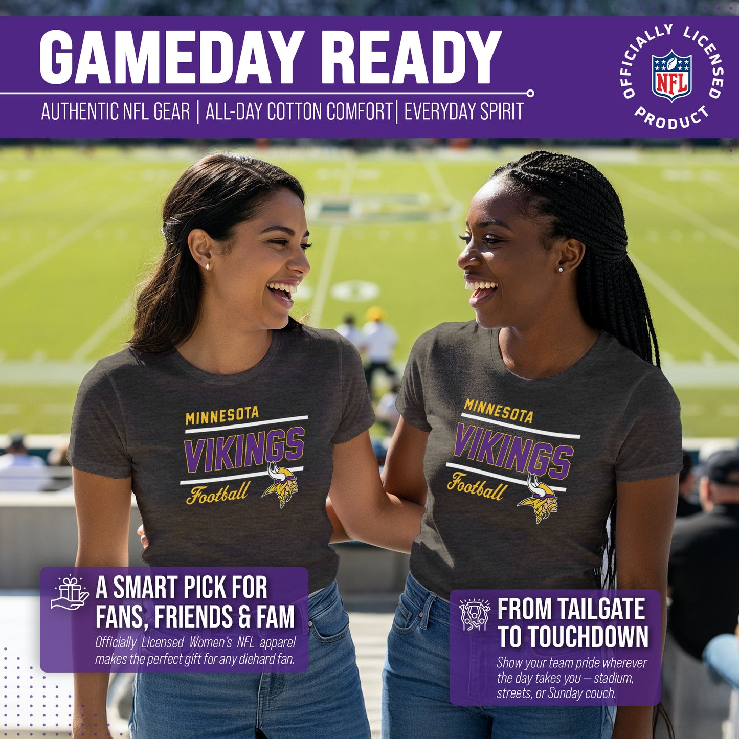 Minnesota Vikings NFL Gameday Women's Relaxed Fit T-shirt - Team Color
