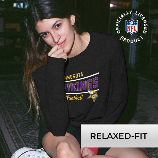 Minnesota Vikings NFL Womens Crew Neck Light Weight - Charcoal
