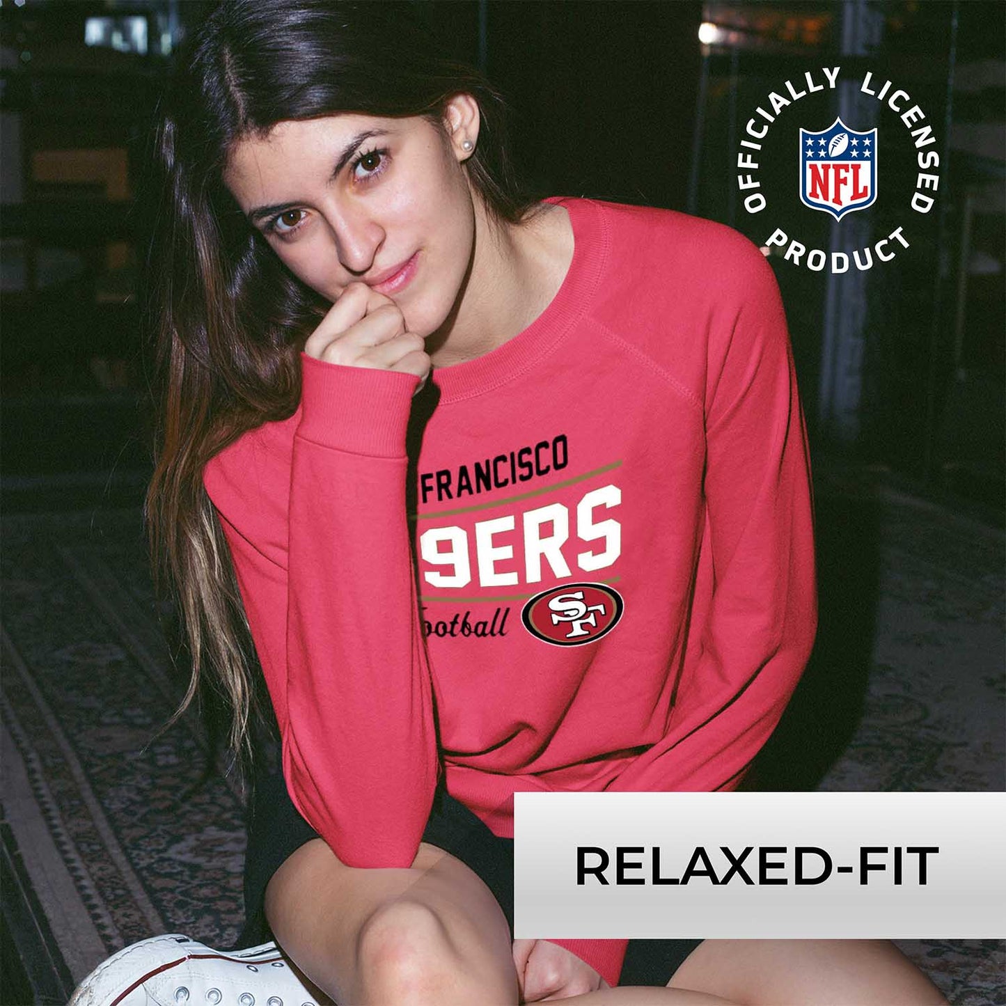 San Francisco 49ers NFL Womens Crew Neck Light Weight - Red