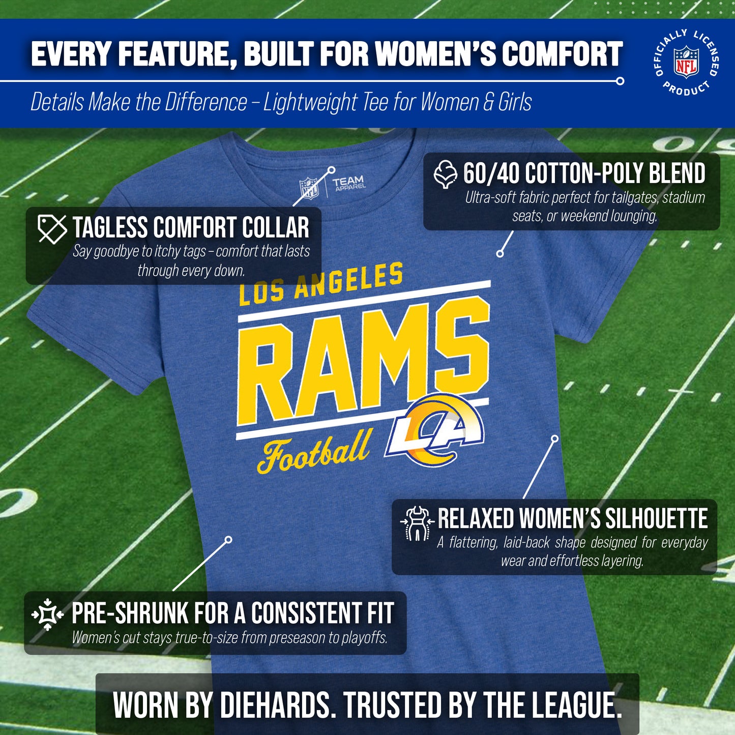 Los Angeles Rams NFL Gameday Women's Relaxed Fit T-shirt - Royal
