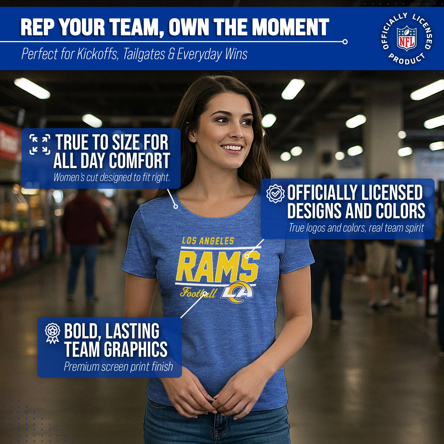 Los Angeles Rams NFL Gameday Women's Relaxed Fit T-shirt - Royal