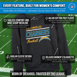 Los Angeles Chargers NFL Womens Crew Neck Light Weight - Heather Charcoal
