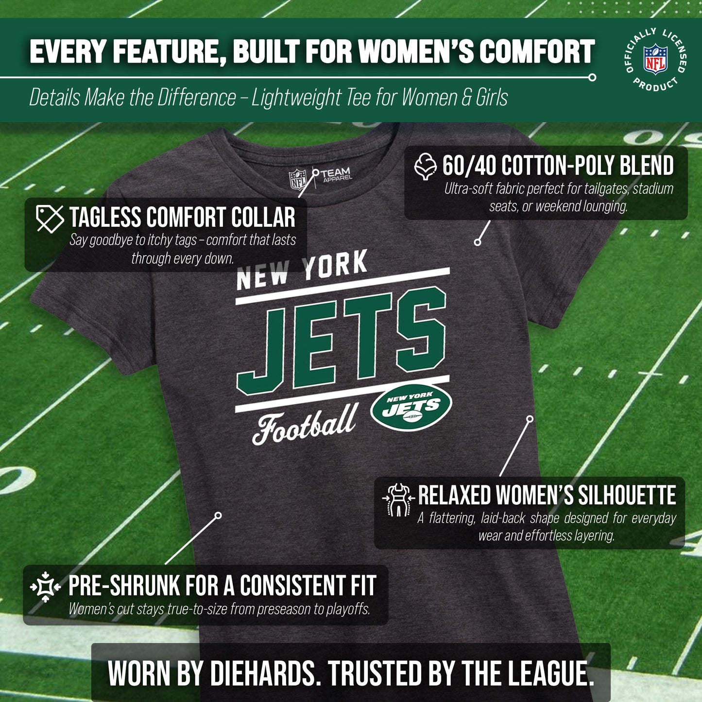 New York Jets NFL Gameday Women's Relaxed Fit T-shirt - Black