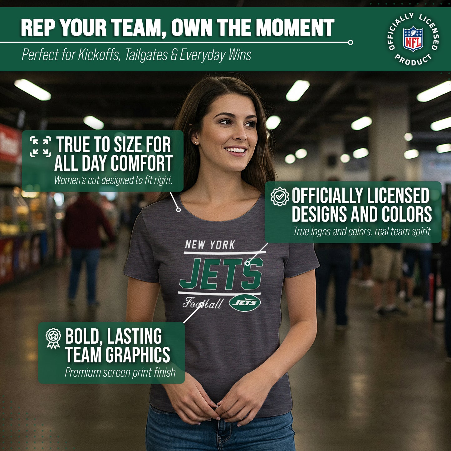 New York Jets NFL Gameday Women's Relaxed Fit T-shirt - Black