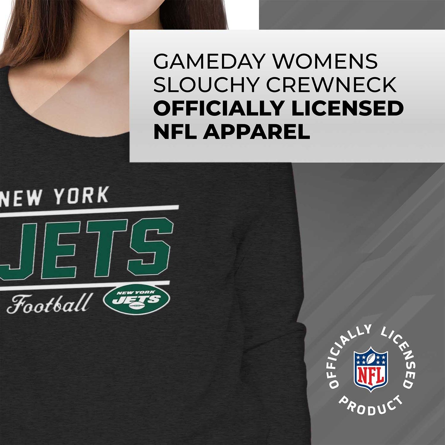 New York Jets NFL Womens Crew Neck Light Weight - Charcoal