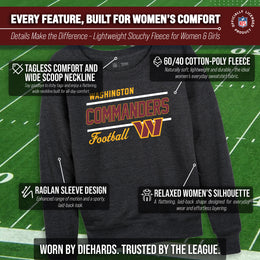 Washington Commanders NFL Womens Crew Neck Light Weight - Heather Charcoal