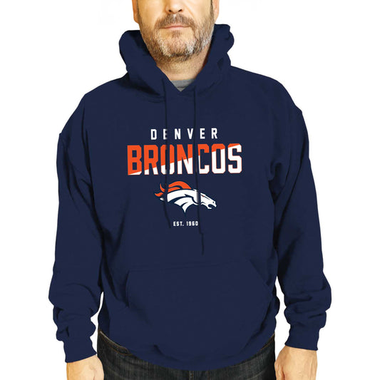 Denver Broncos Adult NFL Diagonal Fade Fleece Hooded Sweatshirt - Navy