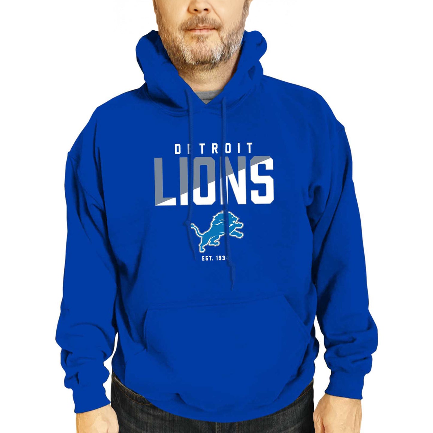 Detroit Lions Adult NFL Diagonal Fade Fleece Hooded Sweatshirt - Royal