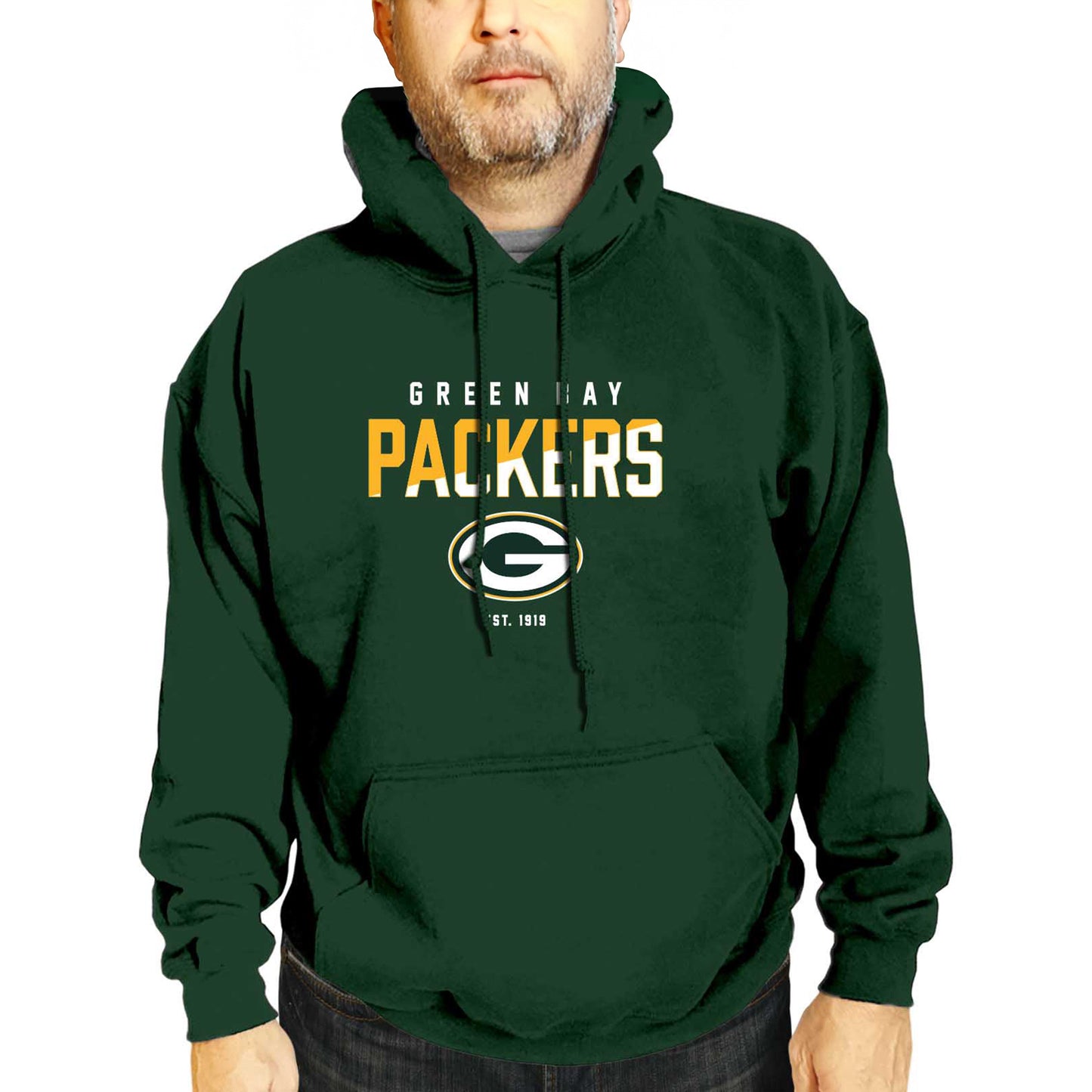 Green Bay Packers Adult NFL Diagonal Fade Fleece Hooded Sweatshirt - Forest Green