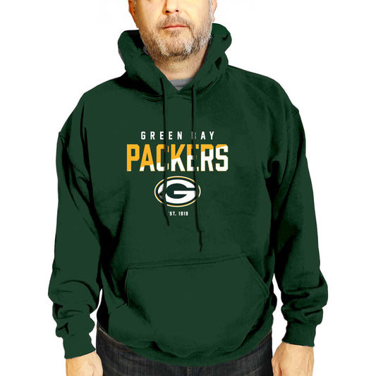 Green Bay Packers Adult NFL Diagonal Fade Fleece Hooded Sweatshirt - Forest Green