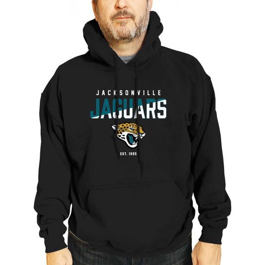 Jacksonville Jaguars Adult NFL Diagonal Fade Fleece Hooded Sweatshirt - Black