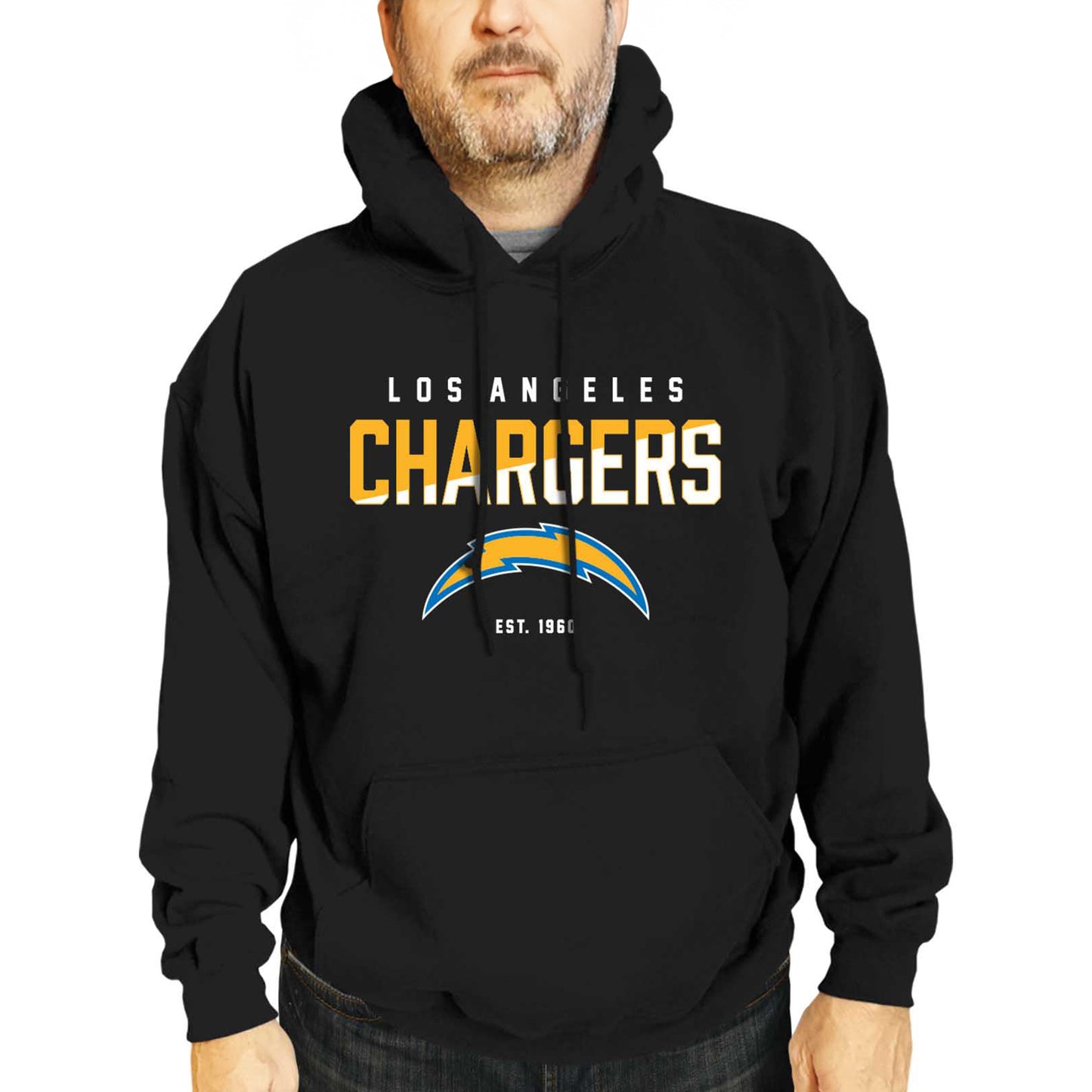 Los Angeles Chargers Adult NFL Diagonal Fade Fleece Hooded Sweatshirt - Black