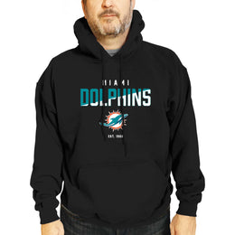 Miami Dolphins Adult NFL Diagonal Fade Fleece Hooded Sweatshirt - Black