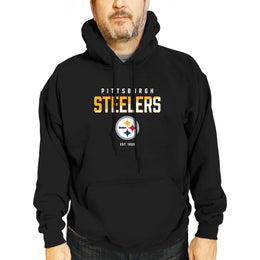 Pittsburgh Steelers Adult NFL Diagonal Fade Fleece Hooded Sweatshirt - Black