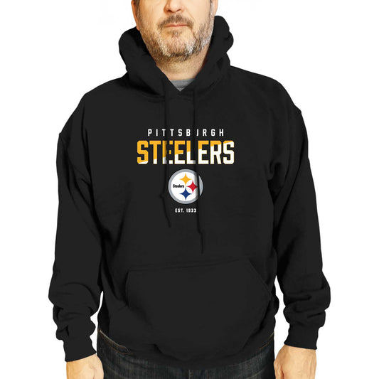 Pittsburgh Steelers Adult NFL Diagonal Fade Fleece Hooded Sweatshirt - Black