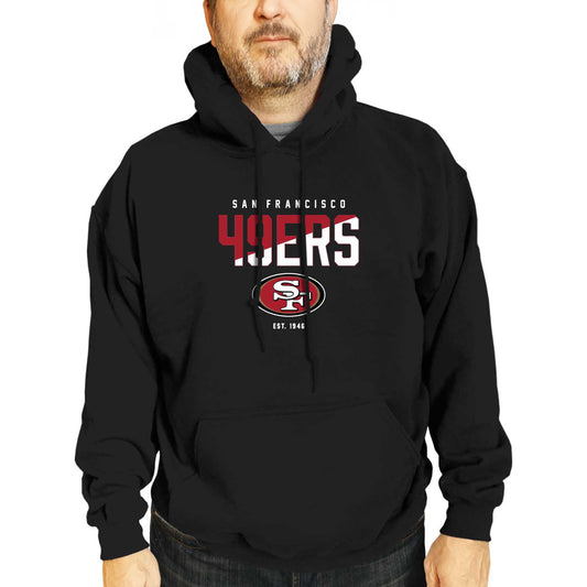San Francisco 49ers Adult NFL Diagonal Fade Fleece Hooded Sweatshirt - Black