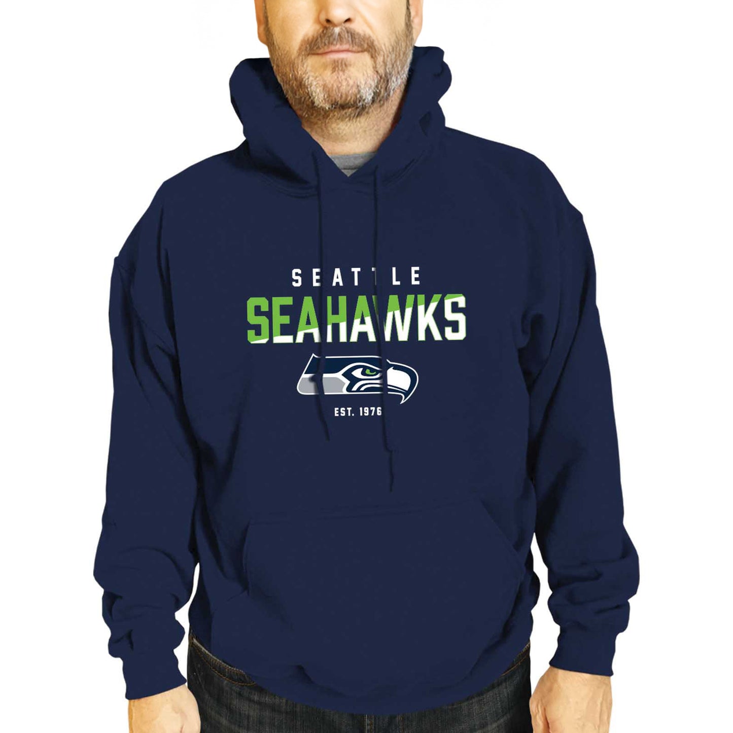 Seattle Seahawks Adult NFL Diagonal Fade Fleece Hooded Sweatshirt - Navy
