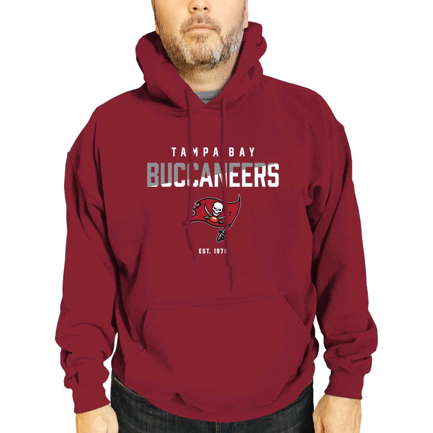Tampa Bay Buccaneers Adult NFL Diagonal Fade Fleece Hooded Sweatshirt - Cardinal