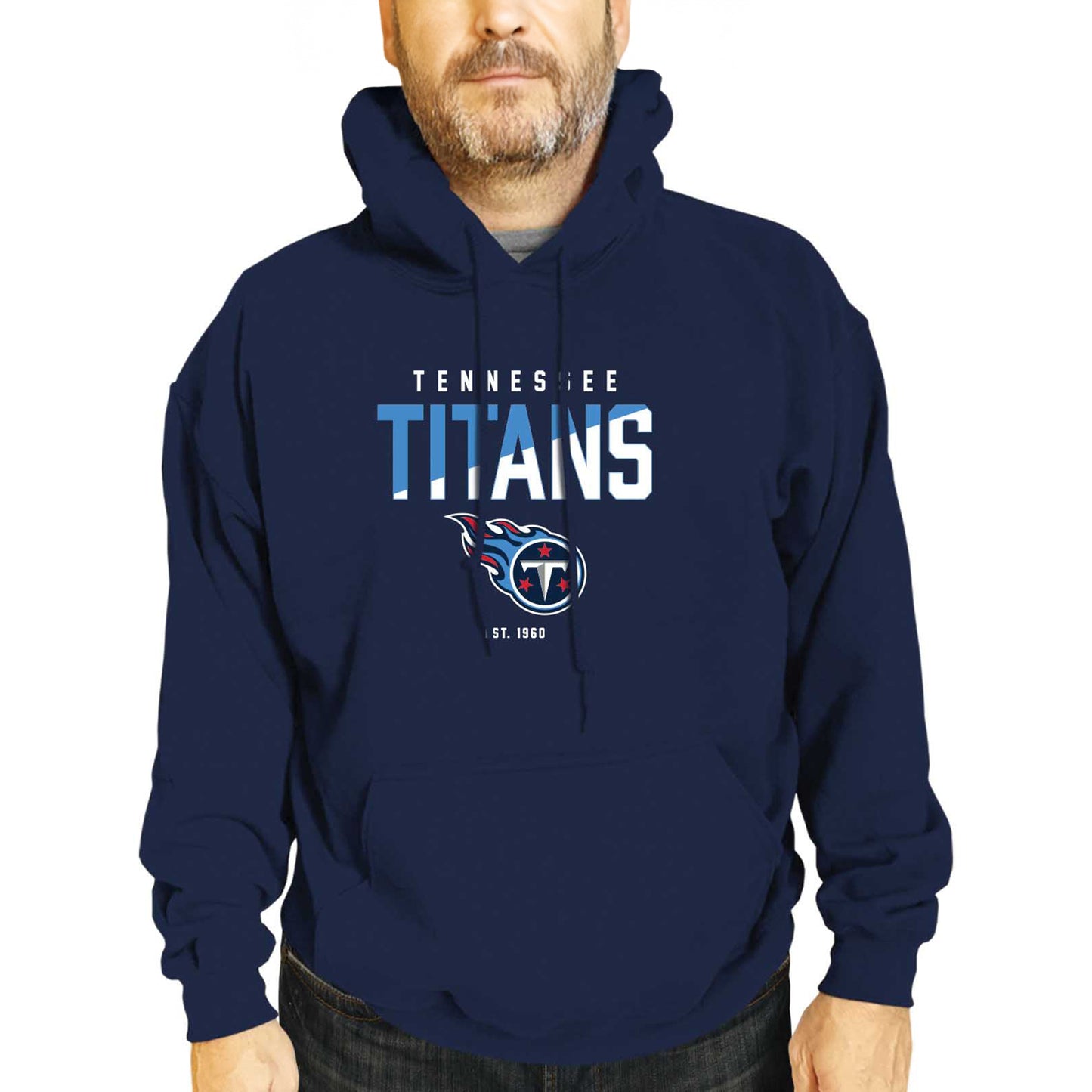 Tennessee Titans Adult NFL Diagonal Fade Fleece Hooded Sweatshirt - Navy