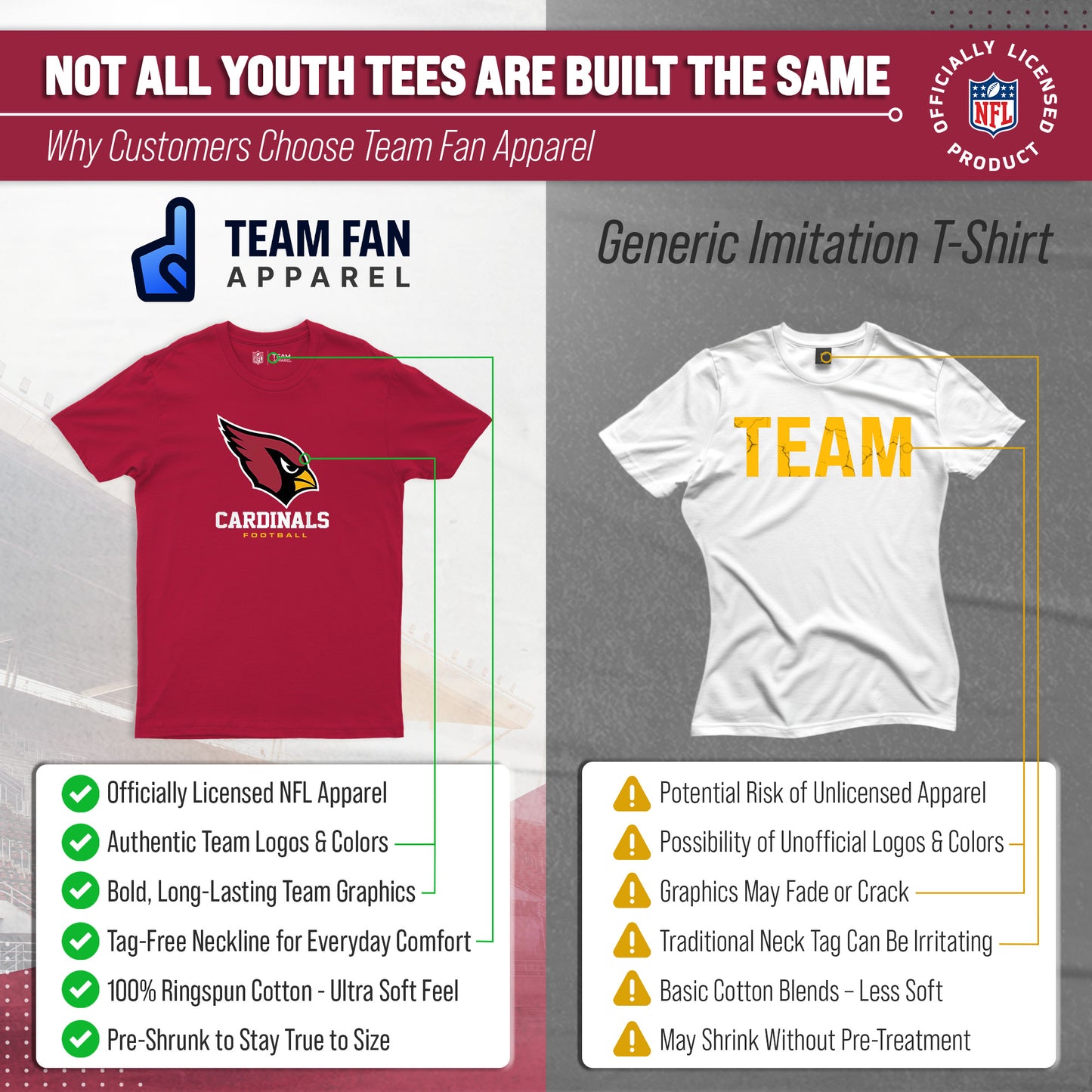 Arizona Cardinals Youth NFL Ultimate Fan Logo Short Sleeve T-Shirt - Cardinal