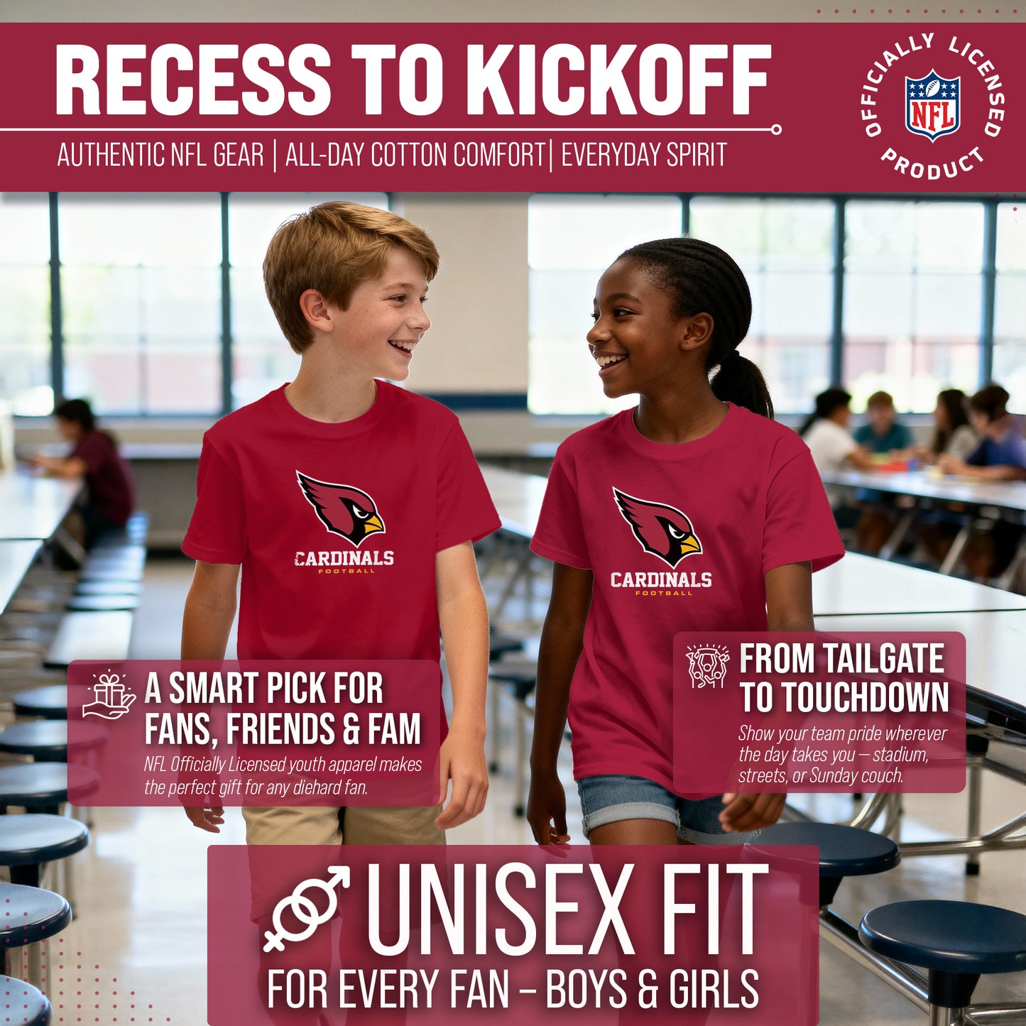 Arizona Cardinals Youth NFL Ultimate Fan Logo Short Sleeve T-Shirt - Cardinal