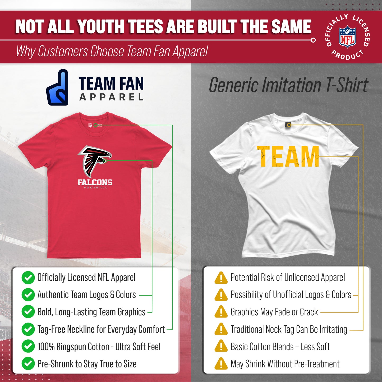 Atlanta Falcons Youth NFL Ultimate Fan Logo Short Sleeve T-Shirt - Red