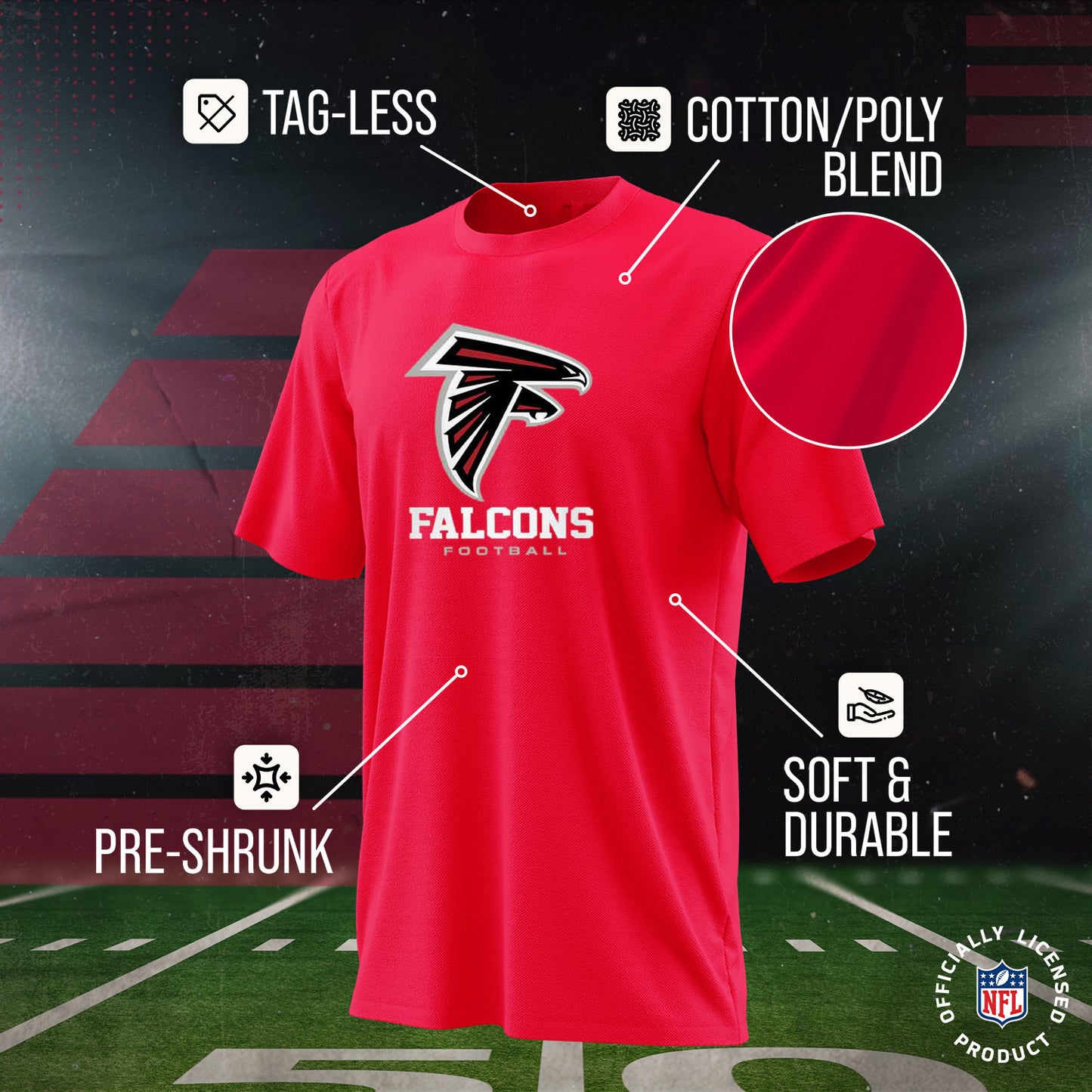 Atlanta Falcons Youth NFL Ultimate Fan Logo Short Sleeve T-Shirt - Red