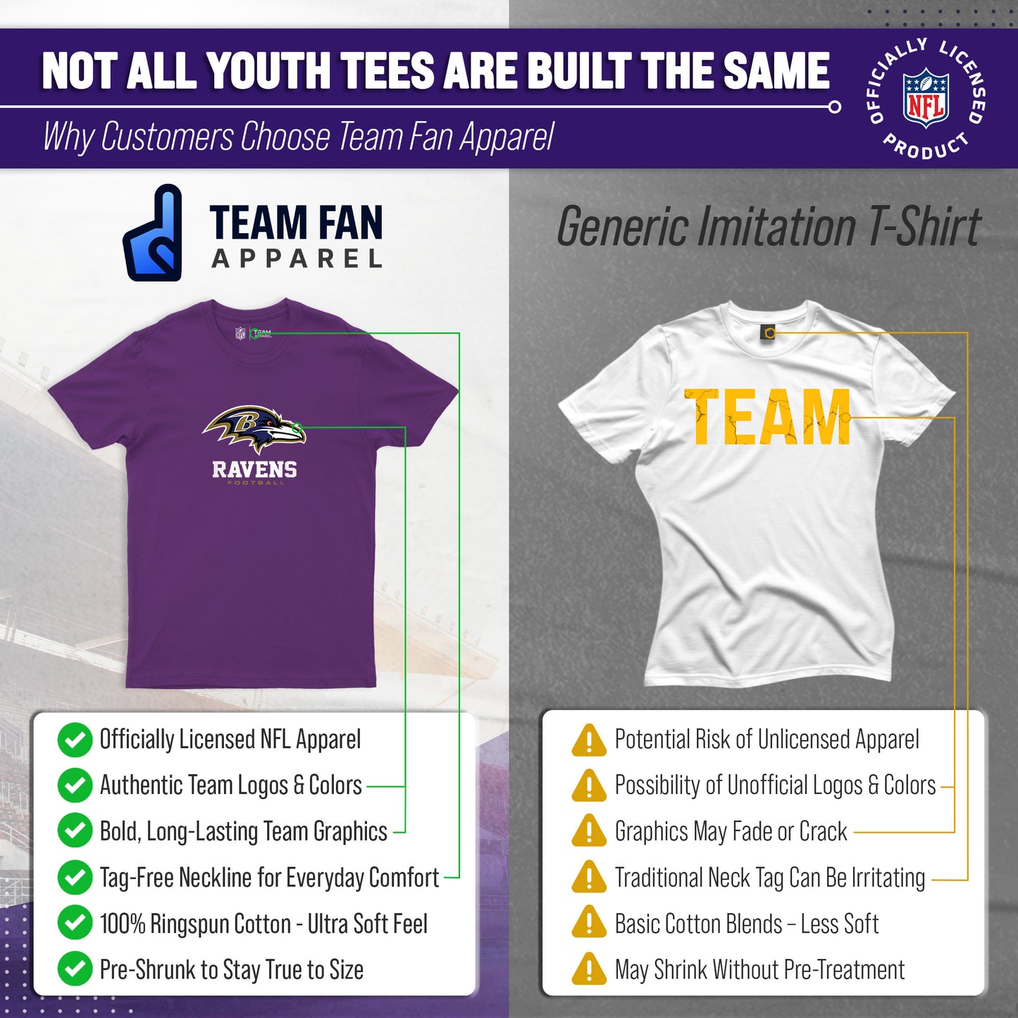 Baltimore Ravens Youth NFL Ultimate Fan Logo Short Sleeve T-Shirt - Purple