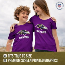 Baltimore Ravens Youth NFL Ultimate Fan Logo Short Sleeve T-Shirt - Purple