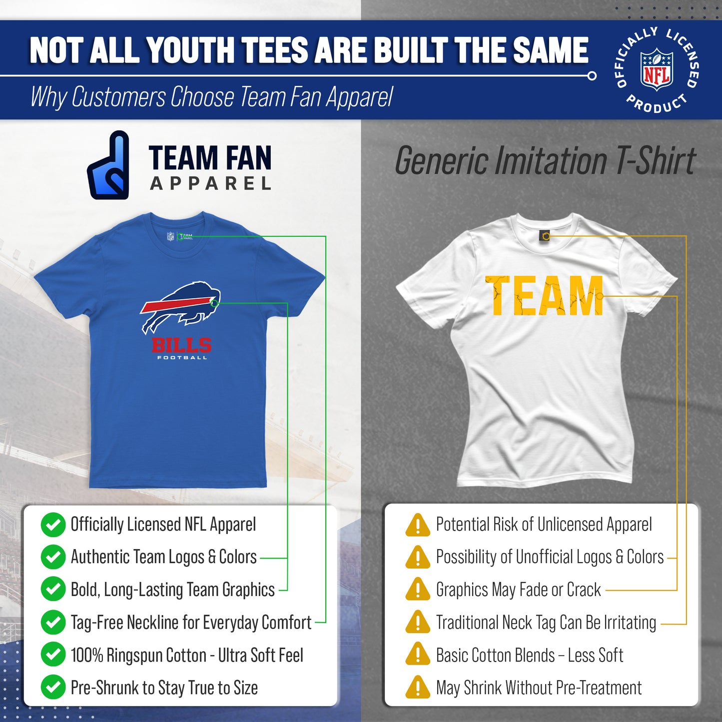 Buffalo Bills Youth NFL Ultimate Fan Logo Short Sleeve T-Shirt - Royal