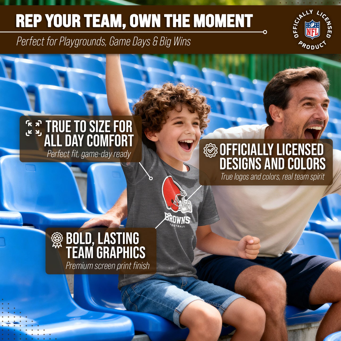 Cleveland Browns Youth NFL Ultimate Fan Logo Short Sleeve T-Shirt - Charcoal