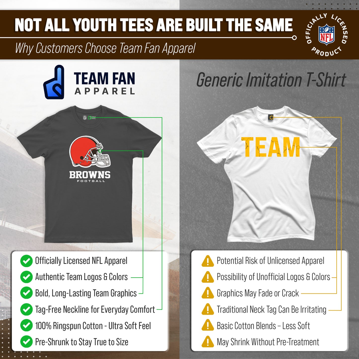 Cleveland Browns Youth NFL Ultimate Fan Logo Short Sleeve T-Shirt - Charcoal
