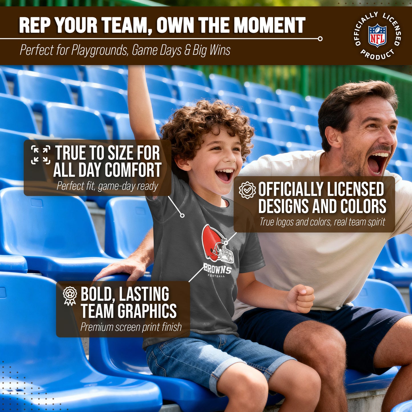 Cleveland Browns Youth NFL Ultimate Fan Logo Short Sleeve T-Shirt - Charcoal