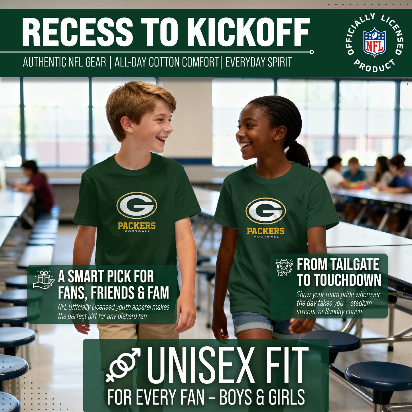 Green Bay Packers Youth NFL Ultimate Fan Logo Short Sleeve T-Shirt - Green