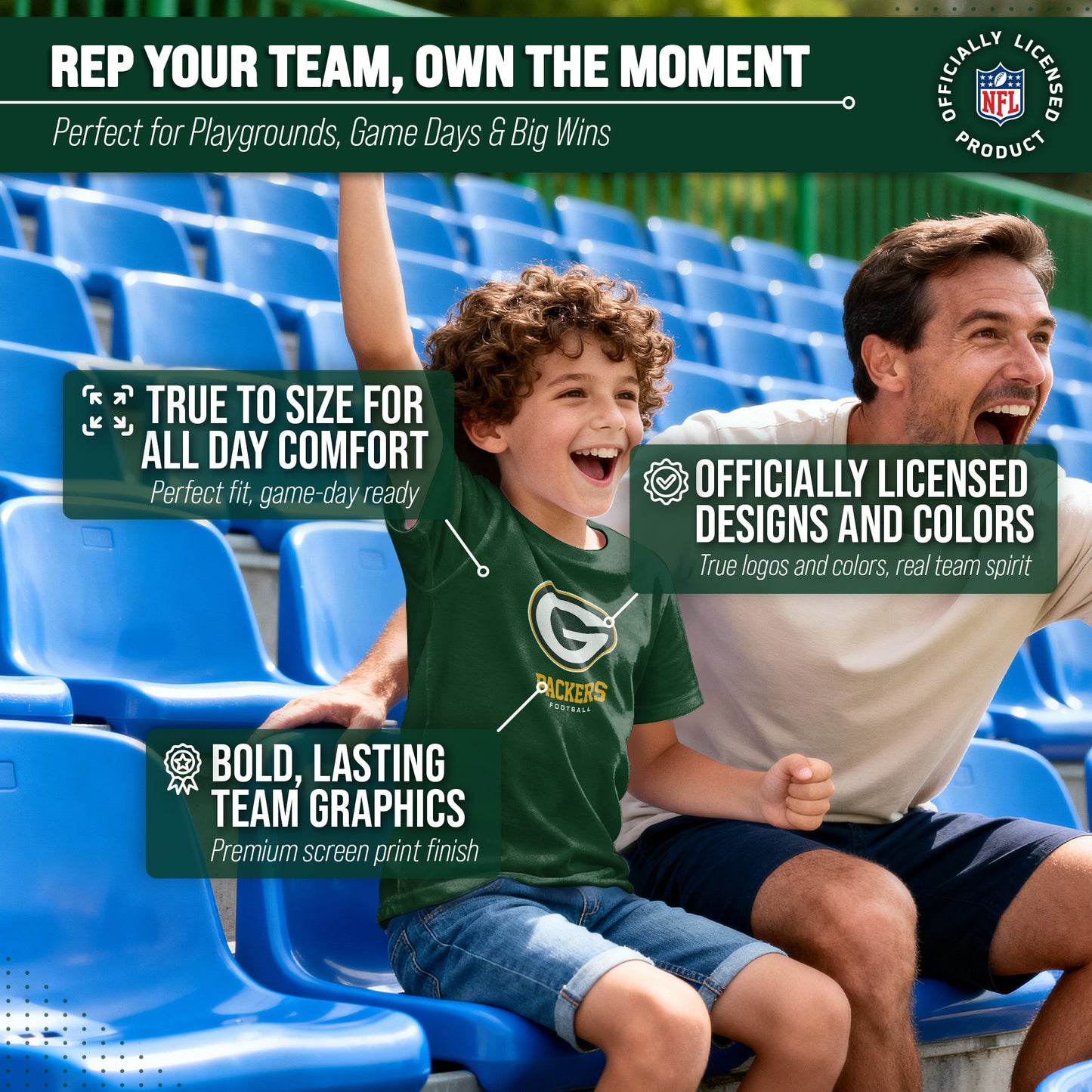 Green Bay Packers Youth NFL Ultimate Fan Logo Short Sleeve T-Shirt - Green