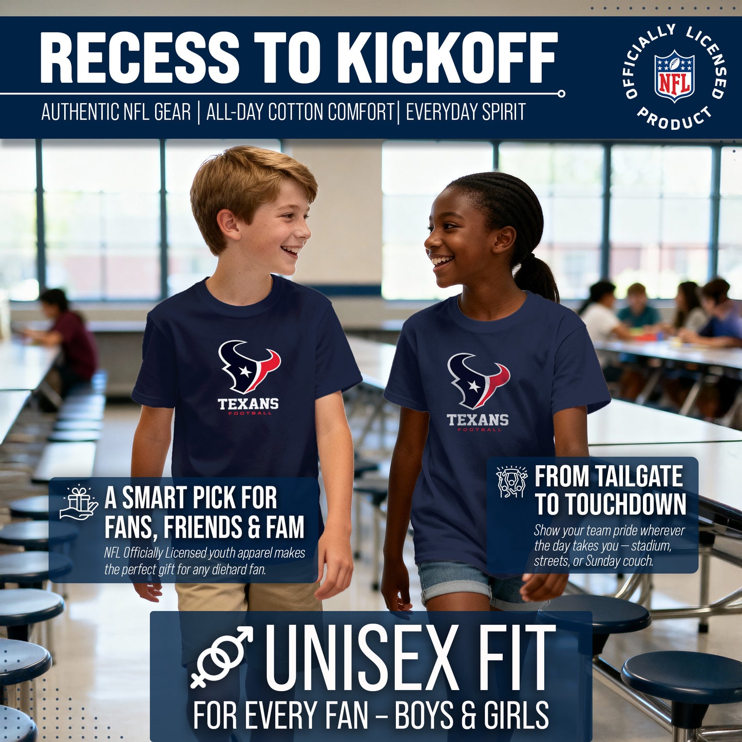 Houston Texans Youth NFL Ultimate Fan Logo Short Sleeve T-Shirt - Navy