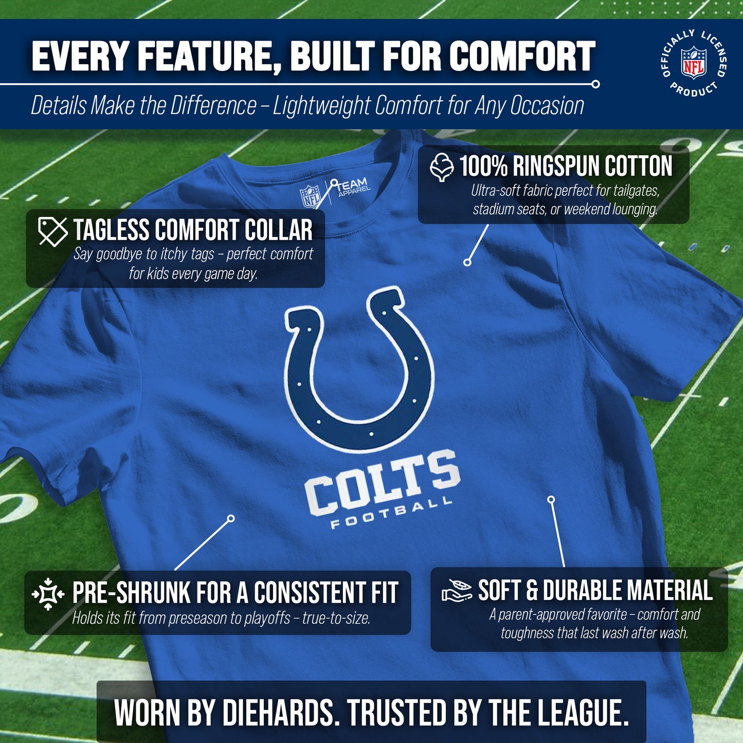 Indianapolis Colts Youth NFL Ultimate Fan Logo Short Sleeve T-Shirt - Royal
