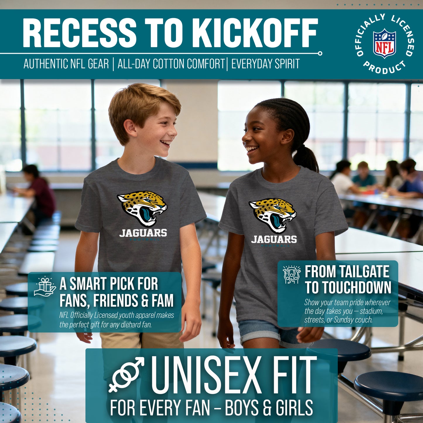 Jacksonville Jaguars Youth NFL Ultimate Fan Logo Short Sleeve T-Shirt - Charcoal