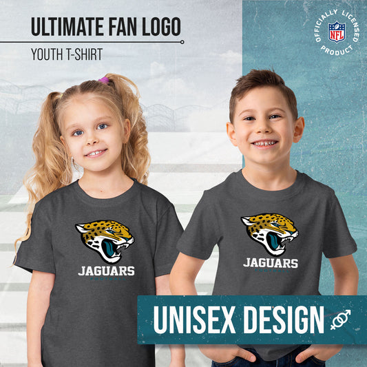 Jacksonville Jaguars Youth NFL Ultimate Fan Logo Short Sleeve T-Shirt - Charcoal