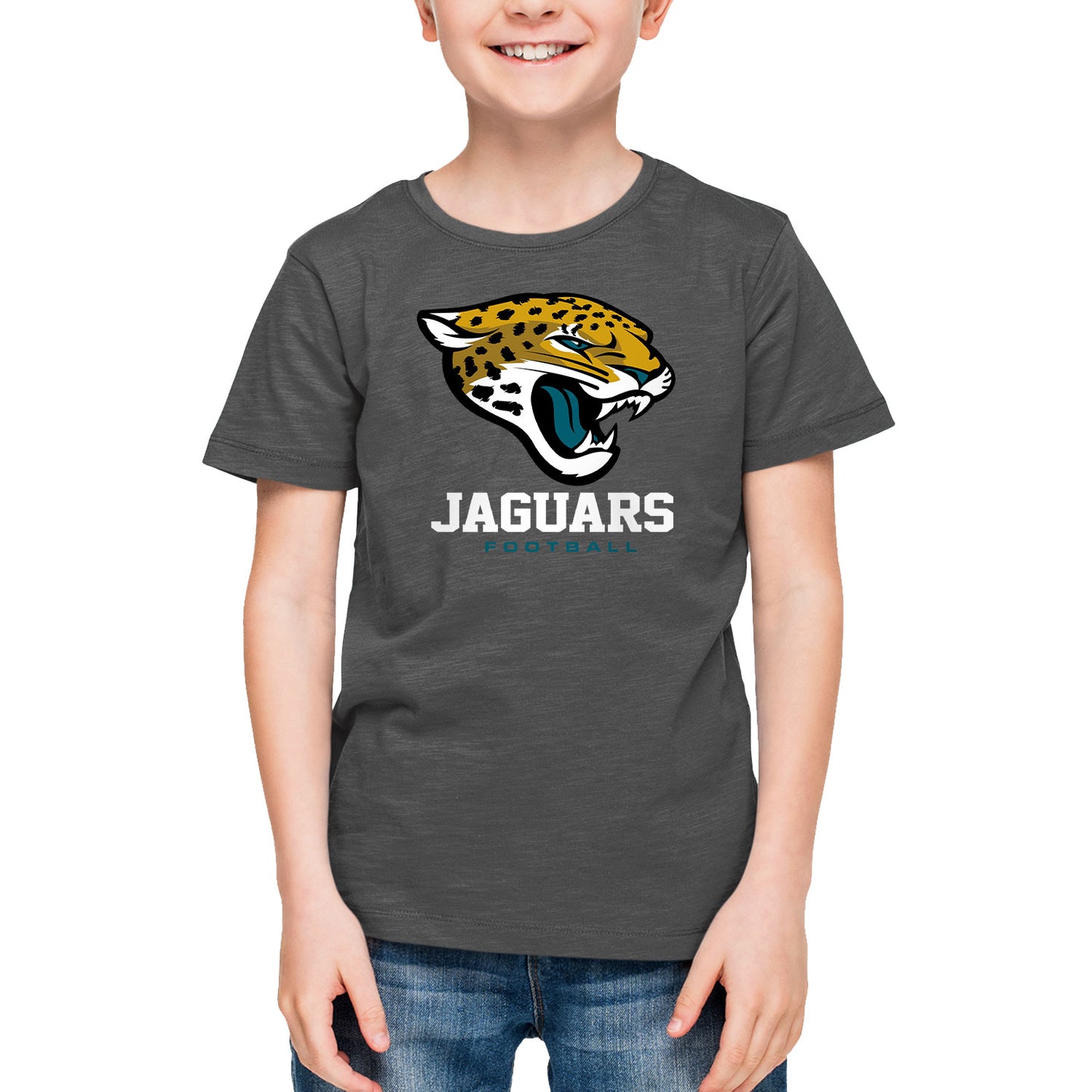 Jacksonville Jaguars Youth NFL Ultimate Fan Logo Short Sleeve T-Shirt - Charcoal