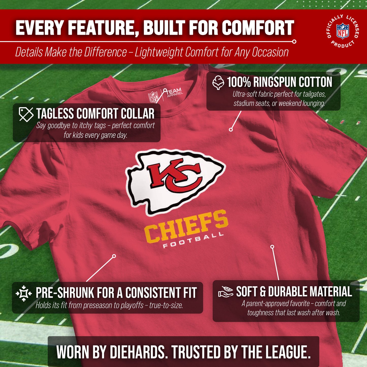 Kansas City Chiefs Youth NFL Ultimate Fan Logo Short Sleeve T-Shirt - Red