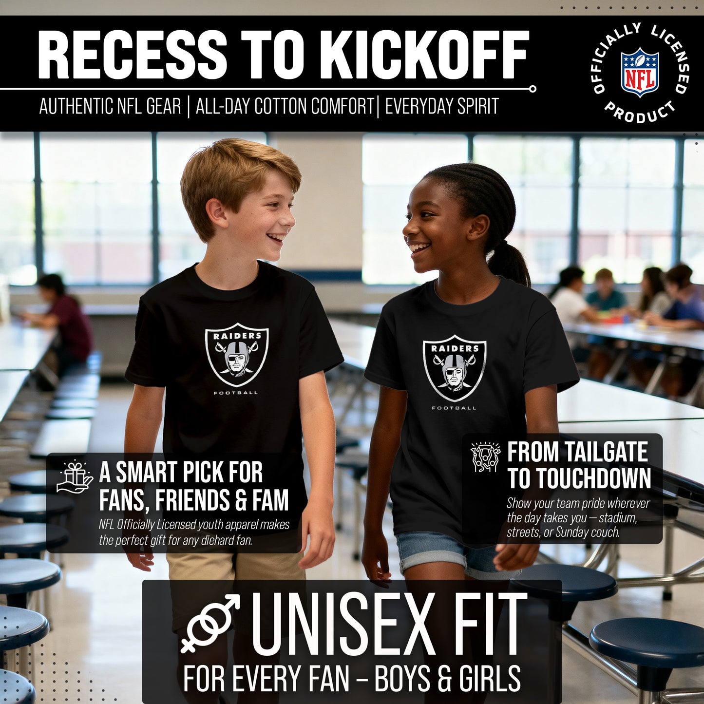 Las Vegas Raiders Youth NFL Ultimate Fan Logo Short Sleeve T-Shirt - Black