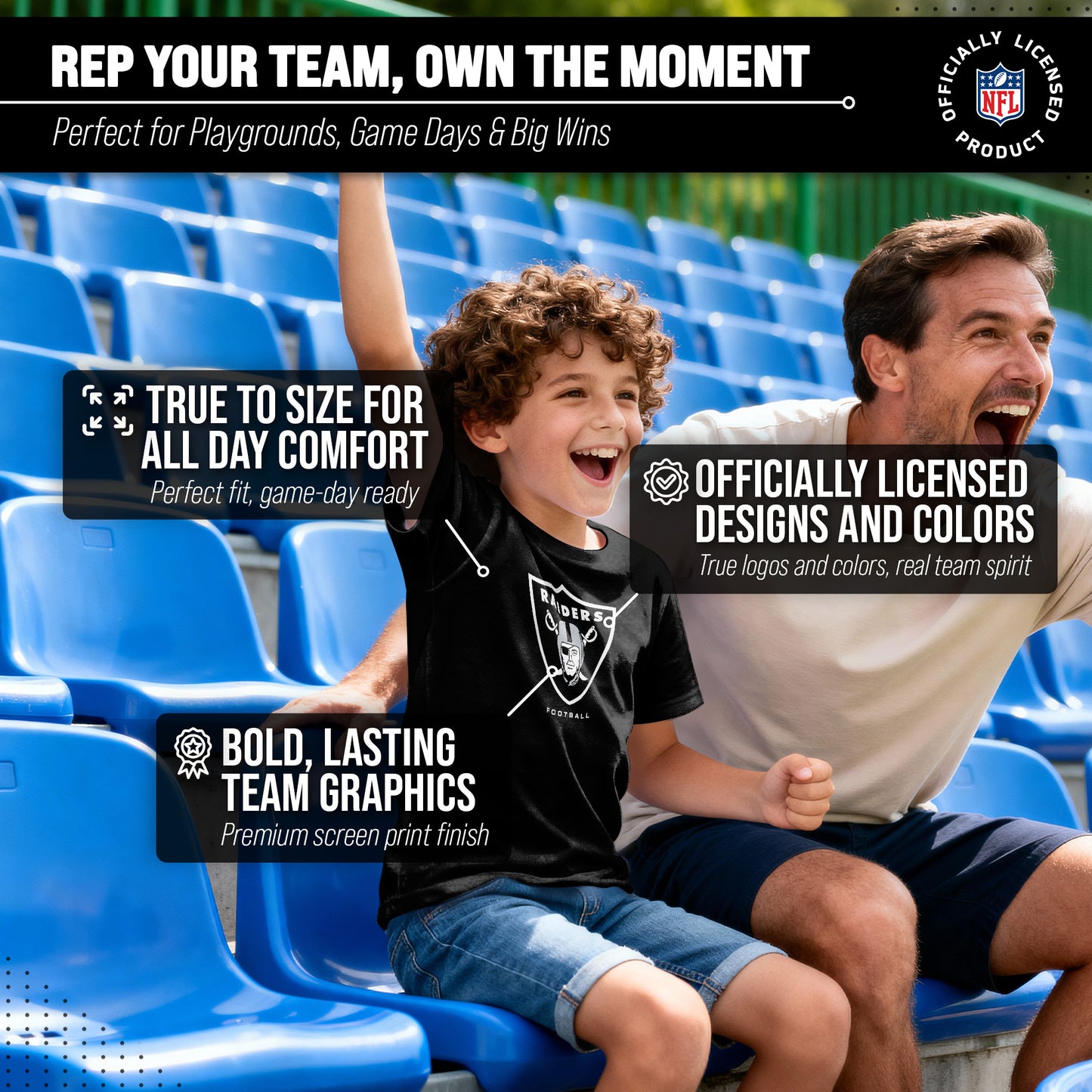 Las Vegas Raiders Youth NFL Ultimate Fan Logo Short Sleeve T-Shirt - Black