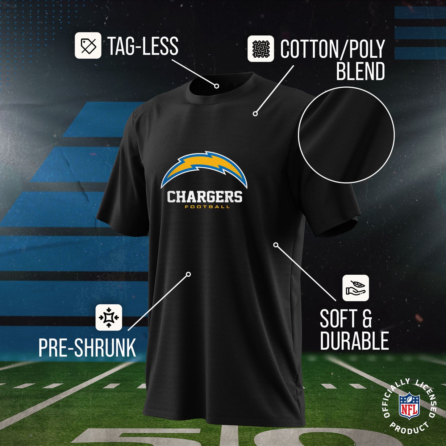Los Angeles Chargers Youth NFL Ultimate Fan Logo Short Sleeve T-Shirt - Black