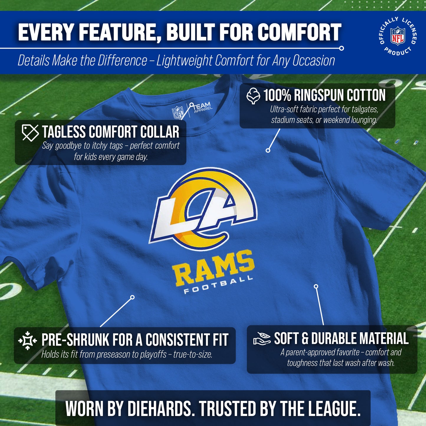 Los Angeles Rams Youth NFL Ultimate Fan Logo Short Sleeve T-Shirt - Royal