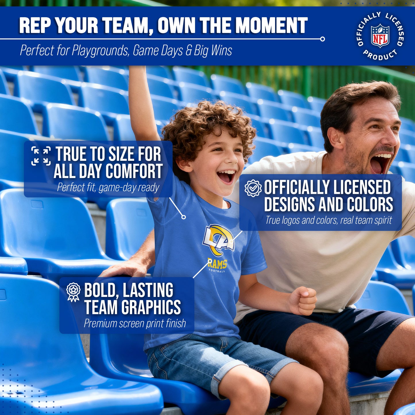 Los Angeles Rams Youth NFL Ultimate Fan Logo Short Sleeve T-Shirt - Royal