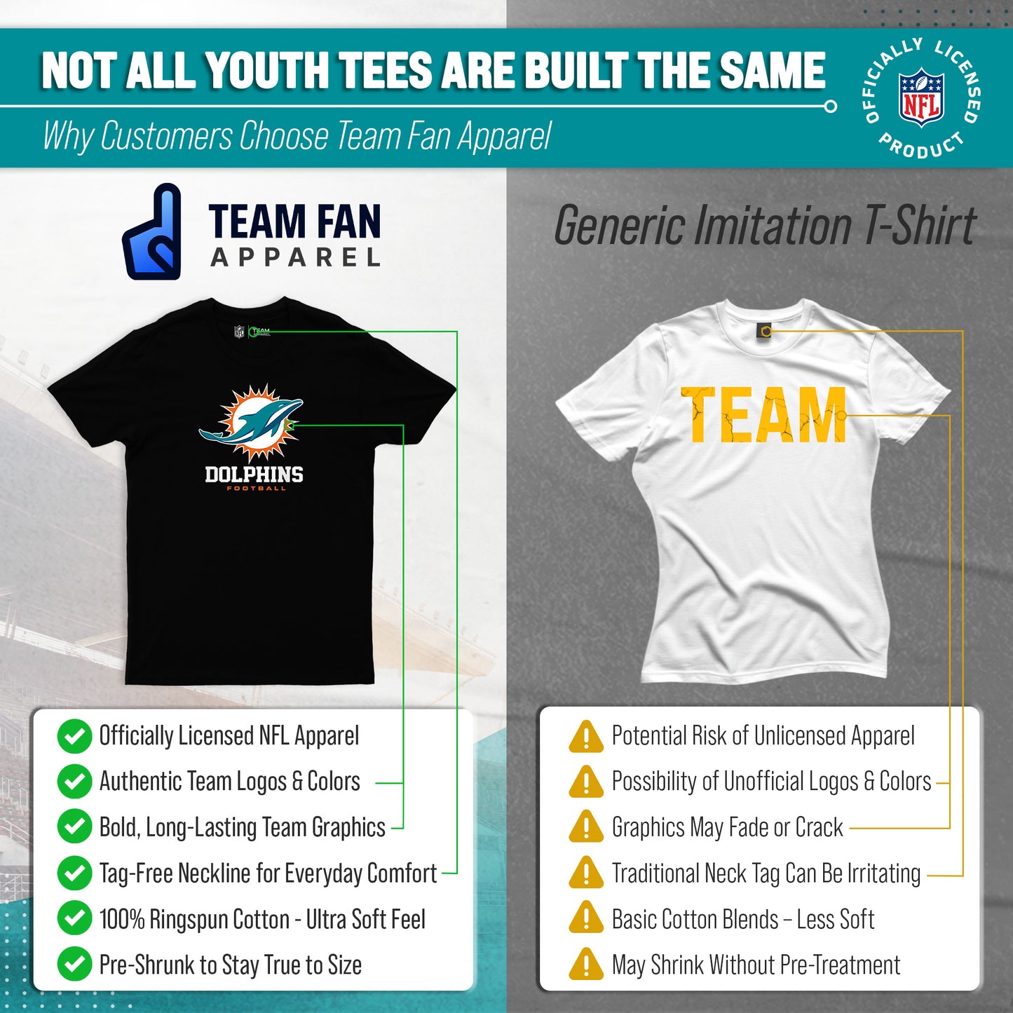Miami Dolphins Youth NFL Ultimate Fan Logo Short Sleeve T-Shirt - Black