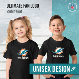 Miami Dolphins Youth NFL Ultimate Fan Logo Short Sleeve T-Shirt - Black
