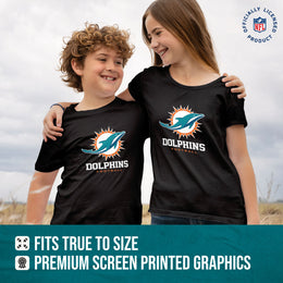 Miami Dolphins Youth NFL Ultimate Fan Logo Short Sleeve T-Shirt - Black