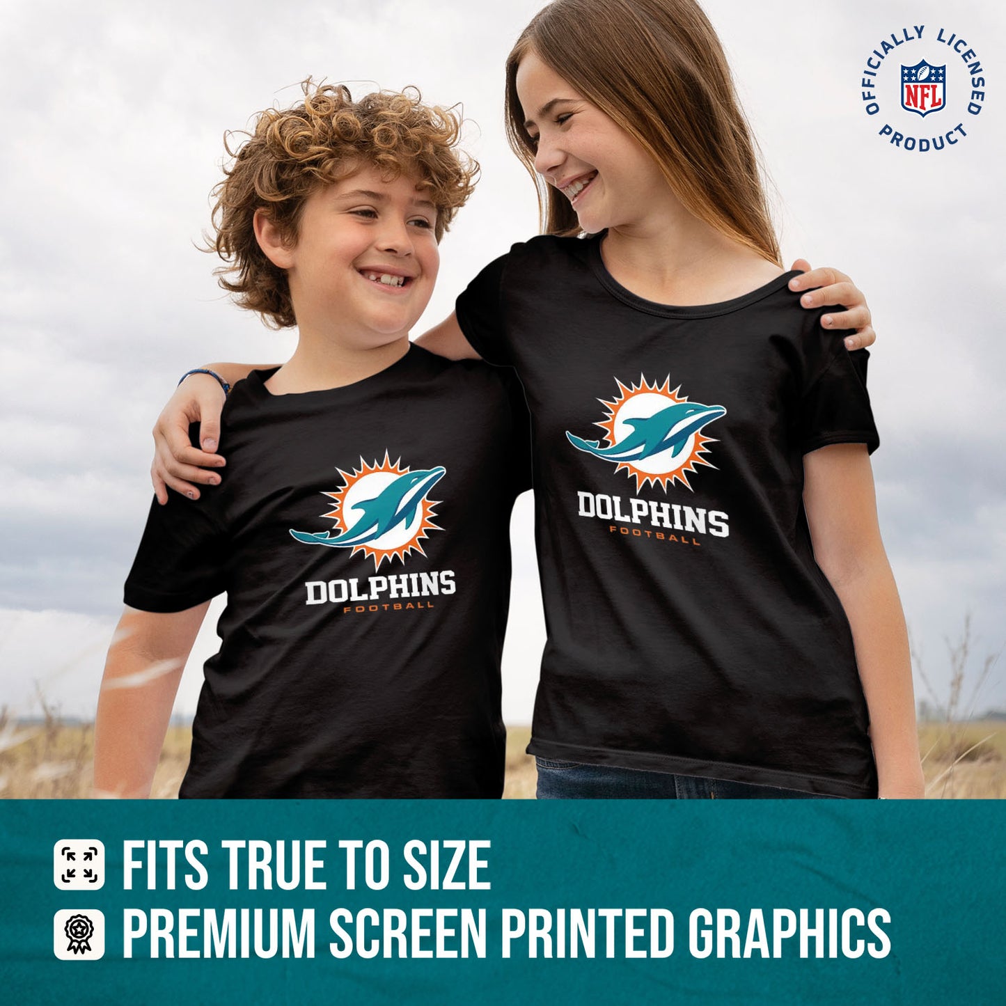 Miami Dolphins Youth NFL Ultimate Fan Logo Short Sleeve T-Shirt - Black